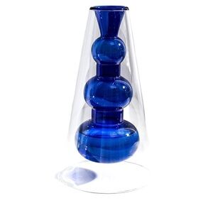 Blue Glass Hydroponic Vase